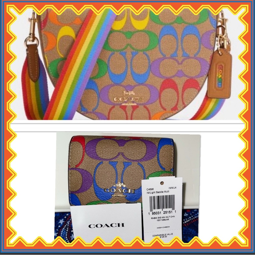 Coach Allan Multicolor rainbow 🌈 Signature Crossbody Bag and wallet set!!! Rare!
